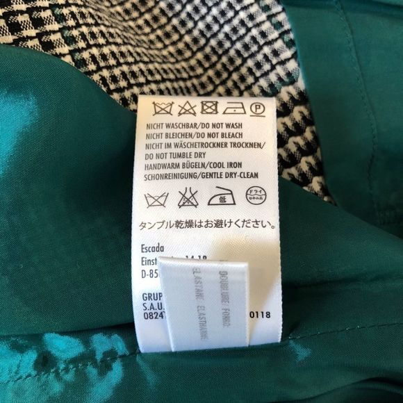 Escada Houndstooth Black White Green Pencil Skirt size 4/34 - Picture 10 of 14